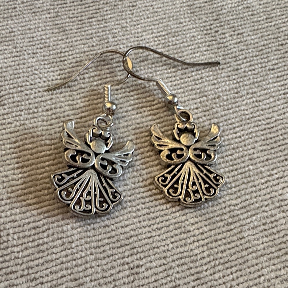 Intricate Silver Angel Earrings